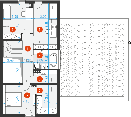 Rzut poddasza POW. 83,7 m²