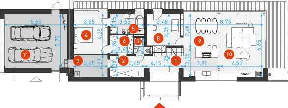 Rzut parteru POW. 158,4 m²