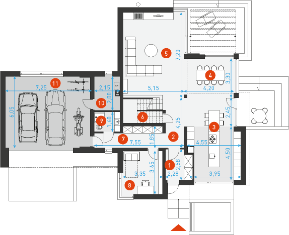 Rzut parteru POW. 161,7 m²
