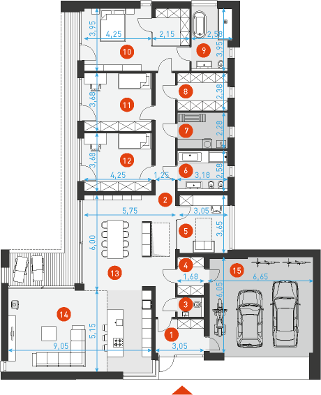 Rzut parteru POW. 239,4 m²