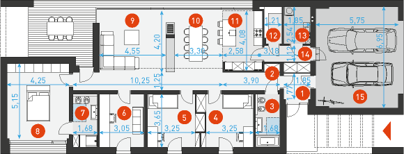 Rzut parteru POW. 188,1 m²