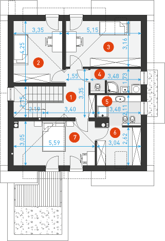 Rzut poddasza POW. 74,7 m²