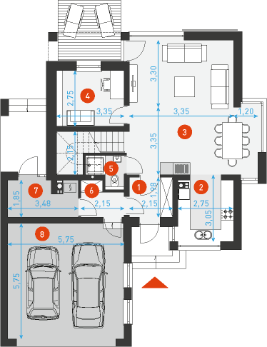 Rzut parteru POW. 103,1 m²
