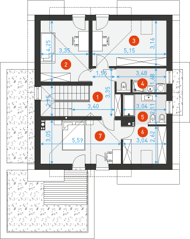 Rzut poddasza POW. 73,2 m²