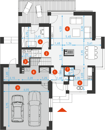 Rzut parteru POW. 111,2 m²
