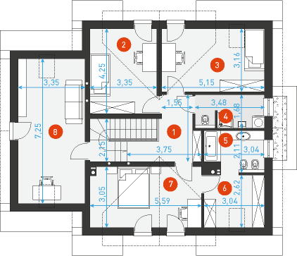 Rzut poddasza POW. 97,6 m²