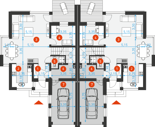 Rzut parteru POW. 86,0 m²