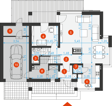 Rzut parteru POW. 98,4 m²