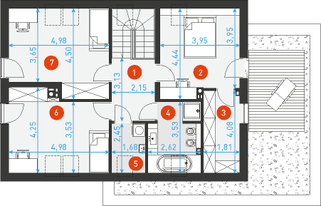 Rzut poddasza POW. 82,6 m²