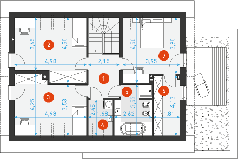 Rzut poddasza POW. 81,3 m²