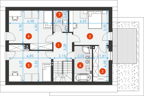 Rzut poddasza POW. 82,9 m²