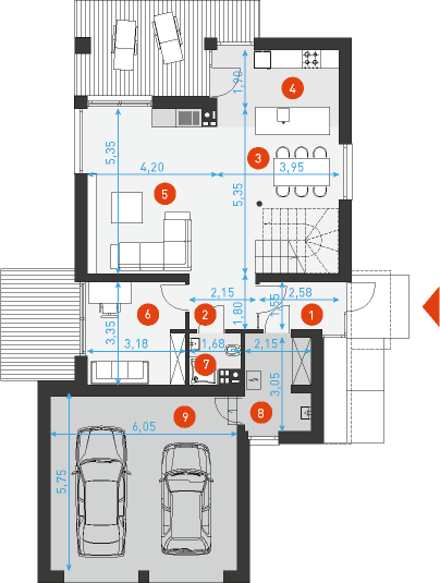 Rzut parteru POW. 112,5 m²