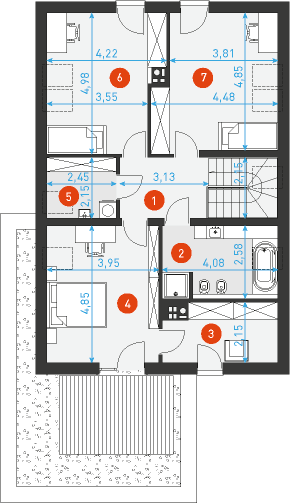Rzut poddasza POW. 88,9 m²