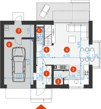 Rzut parteru POW. 67,4 m²