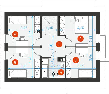Rzut poddasza POW. 64,3 m²