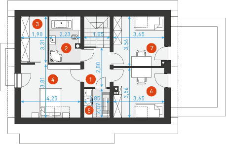 Rzut poddasza lustro POW. 0,0 m²