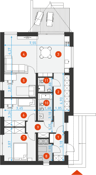 Rzut parteru POW. 97,4 m²