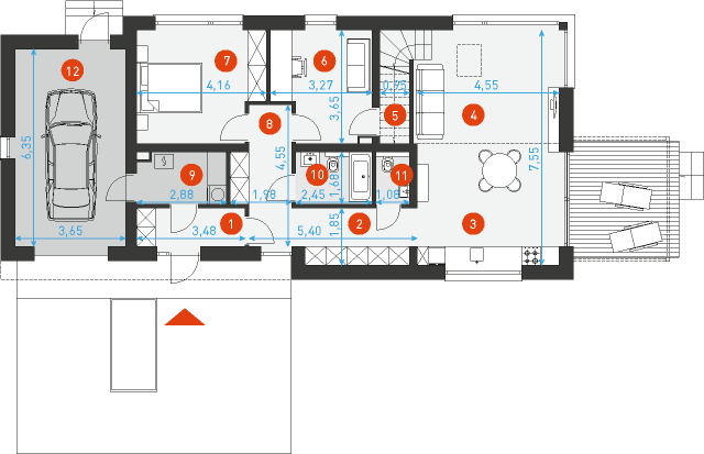 Rzut parteru POW. 110,1 m²