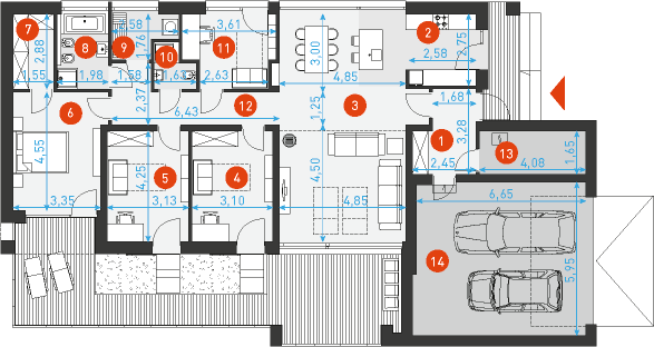 Rzut parteru POW. 177,5 m²