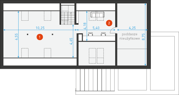 Rzut poddasza POW. 83,1 m²