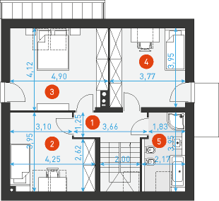 Rzut poddasza POW. 62,0 m²