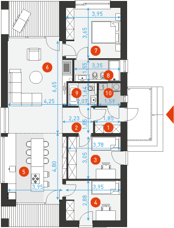 Rzut parteru POW. 99,1 m²
