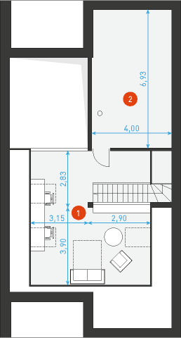 Rzut poddasza POW. 63,8 m²