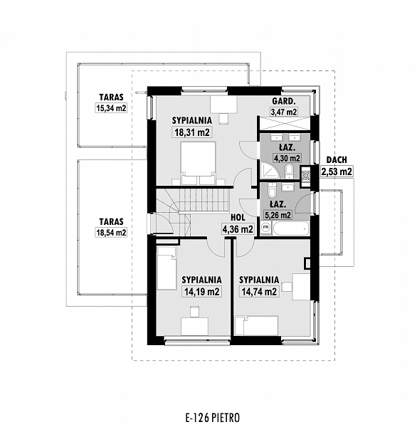 Rzut piętra POW. 99,1 m²