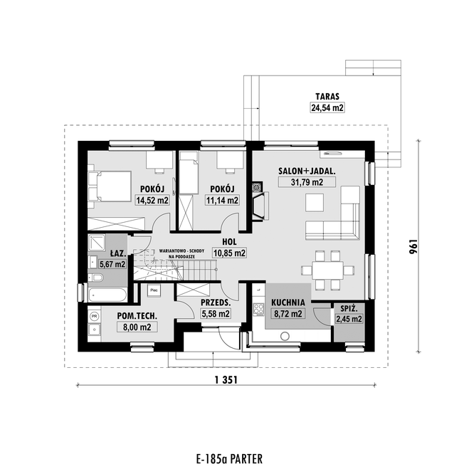 Rzut parteru POW. 98,7 m²