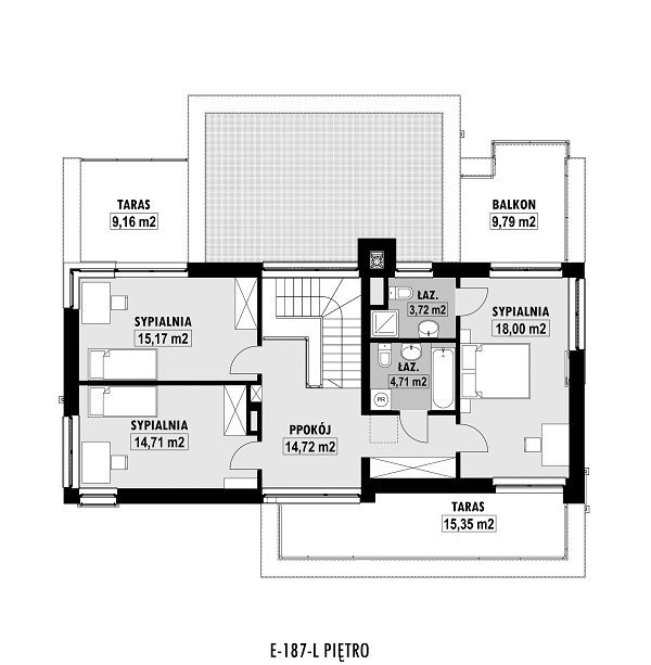 Rzut piętra lustro POW. 105,3 m²
