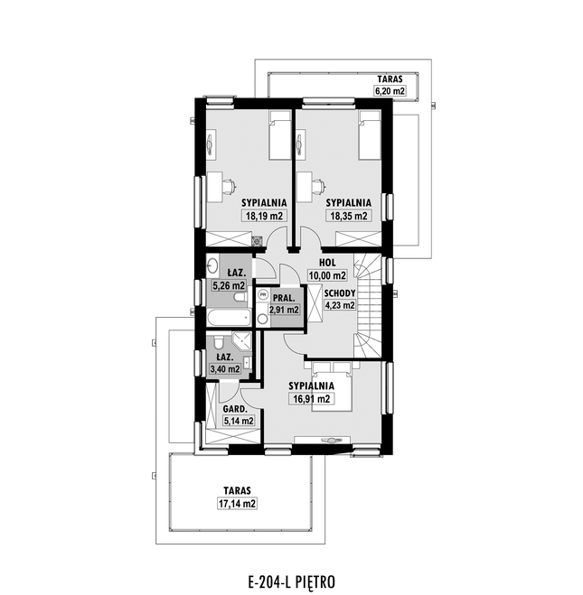 Rzut piętra lustro POW. 108,0 m²