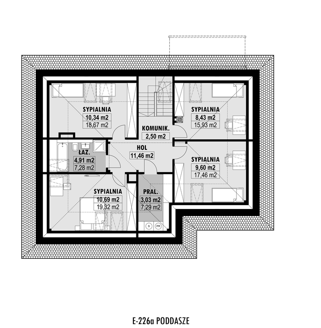 Rzut poddasza POW. 99,9 m²