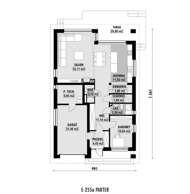 Rzut parteru POW. 112,1 m²