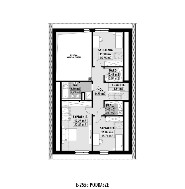 Rzut poddasza POW. 80,8 m²