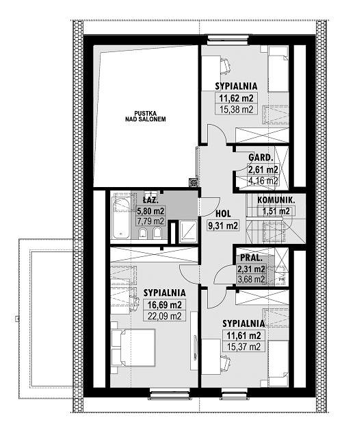 Rzut poddasza POW. 79,3 m²