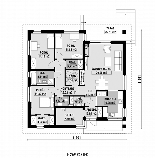 Rzut parteru POW. 119,0 m²