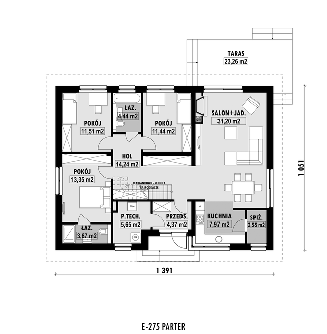 Rzut parteru POW. 110,4 m²