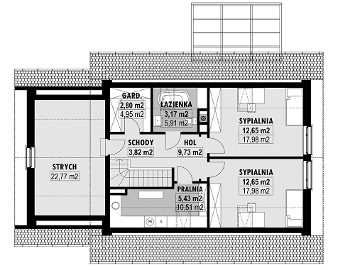 Rzut poddasza POW. 93,7 m²