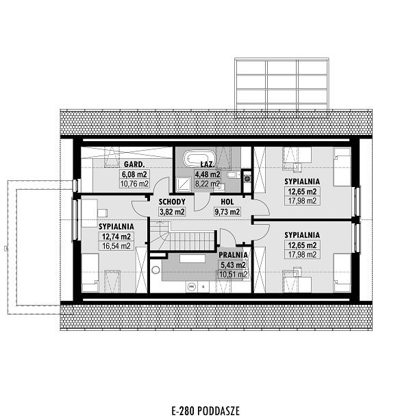 Rzut poddasza POW. 95,5 m²