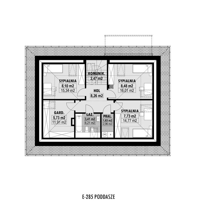 Rzut poddasza POW. 77,9 m²