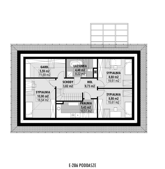 Rzut poddasza POW. 93,7 m²