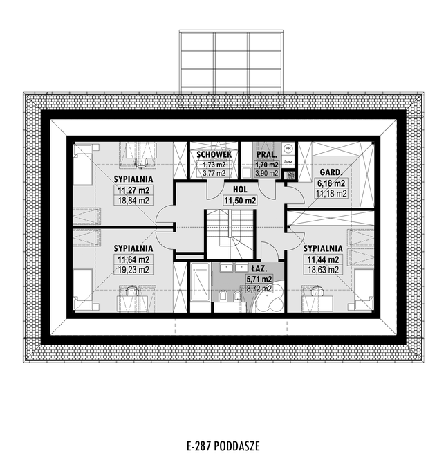 Rzut poddasza POW. 95,8 m²