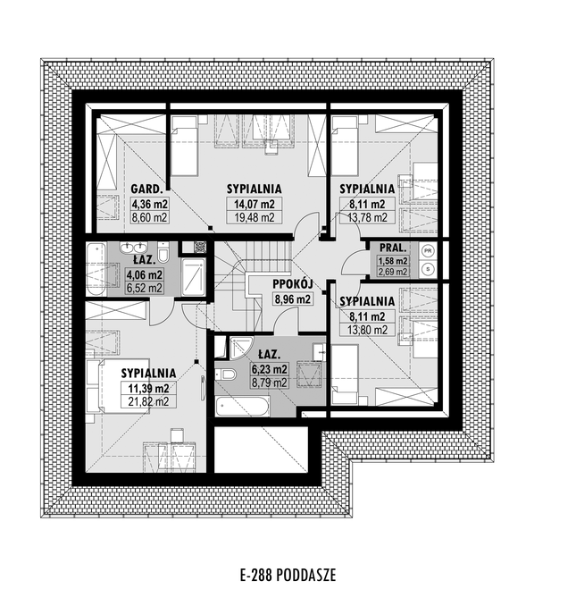 Rzut poddasza POW. 104,5 m²