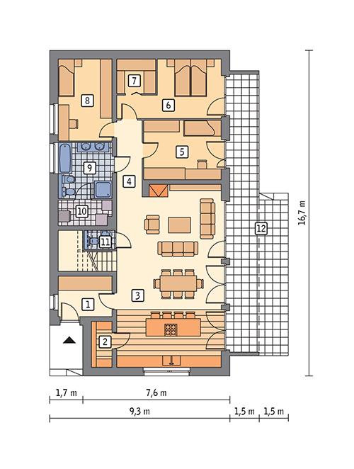 Rzut parteru POW. 113,2 m²
