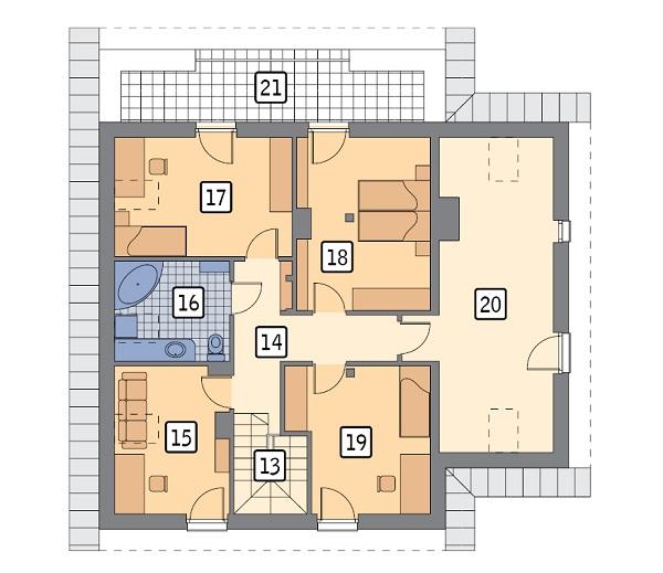 Rzut poddasza POW. 116,2 m²