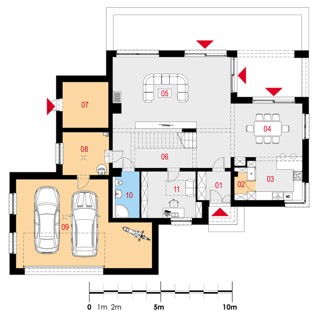 Rzut parteru lustro POW. 183,4 m²