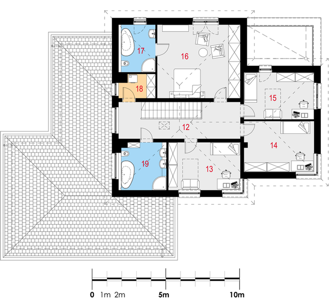 Rzut piętra lustro POW. 111,1 m²