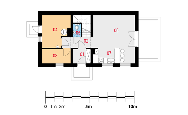 Rzut parteru POW. 51,7 m²
