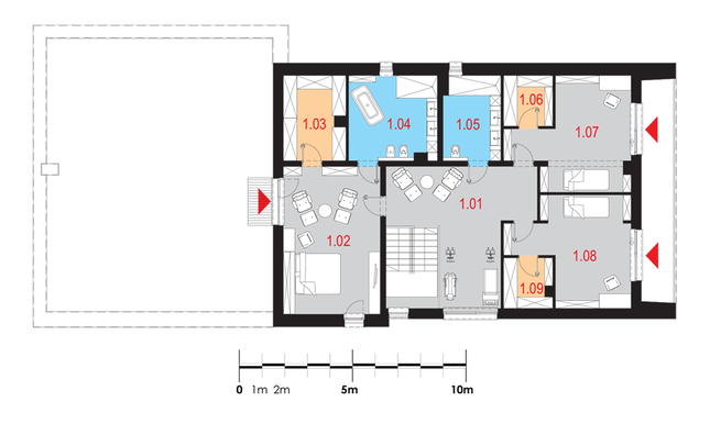 Rzut piętra POW. 141,5 m²