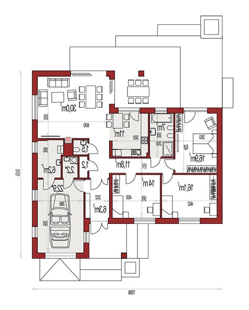 Rzut parteru lustro POW. 0,0 m²